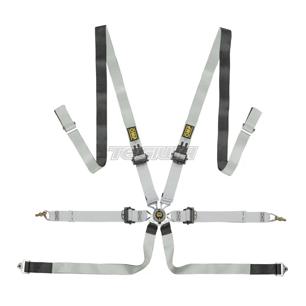 OMP Safety Harness One-D 2in Pull Down No Magnesium FIA 8853-2016 Black/White
