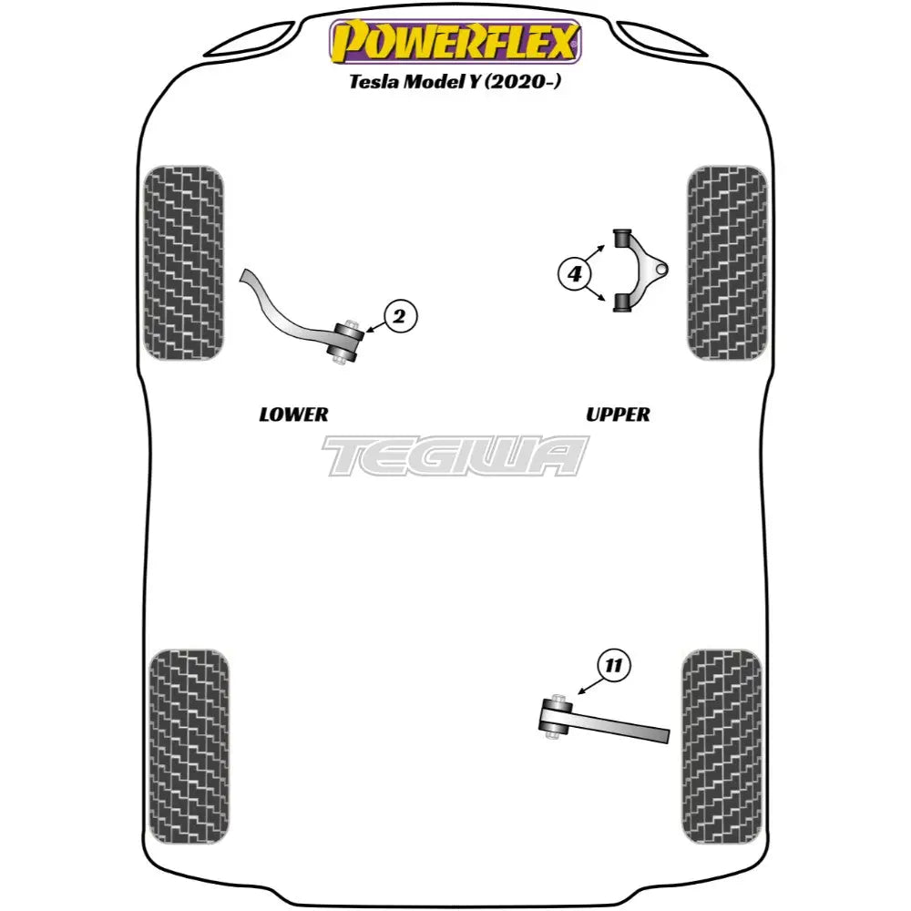 Powerflex Road Series Front Lower Comp Link Inc Bush Kit Tesla Model Y 20+